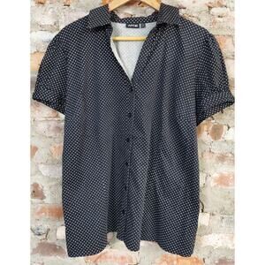 Apt 9 Top Womens Plus Size 1x Shirt Polka Dot Button Up Stretch